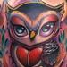 Tattoos - traditional color owl tattoo, Brent Olson Art Junkies Tattoo - 75494